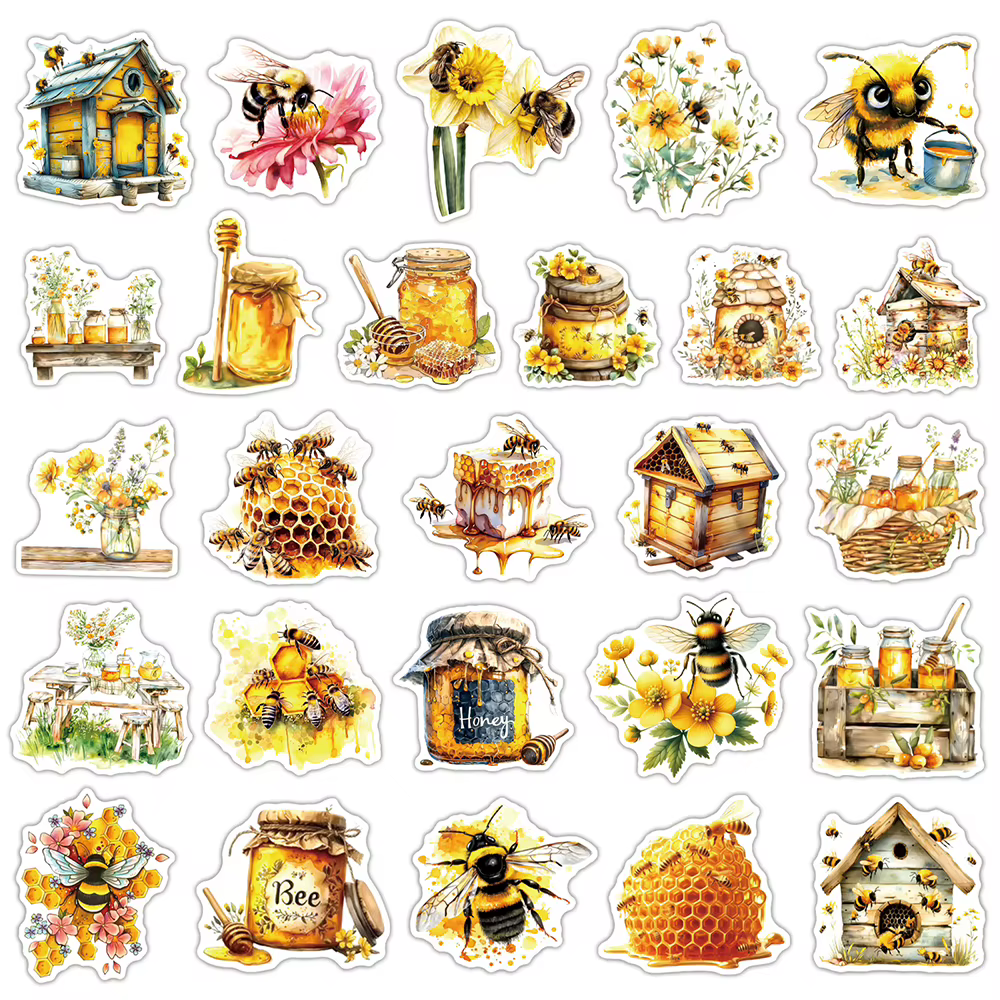 10/30/50 PIÈCES Mignon Abeille Dessin Animé Autocollants Miel Honey Pot Autocollants Étanche BRICOLAGE Valise Papeterie Kawaii Graffiti Autocollant Cadeaux