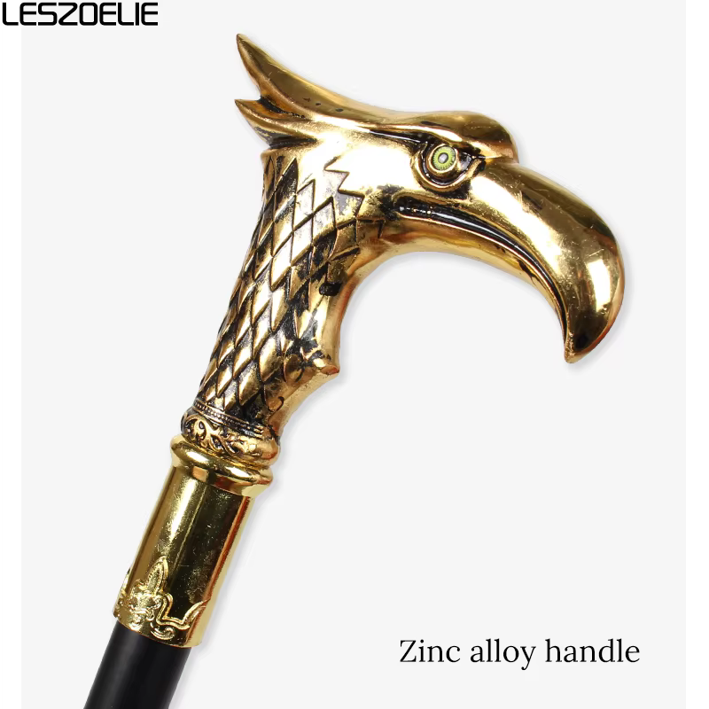 Canne de marche de luxe à tête d'aigle dorée et noire pour hommes et femmes, cannes décoratives élégantes à la mode, accessoire de fête Vintage pour messieurs