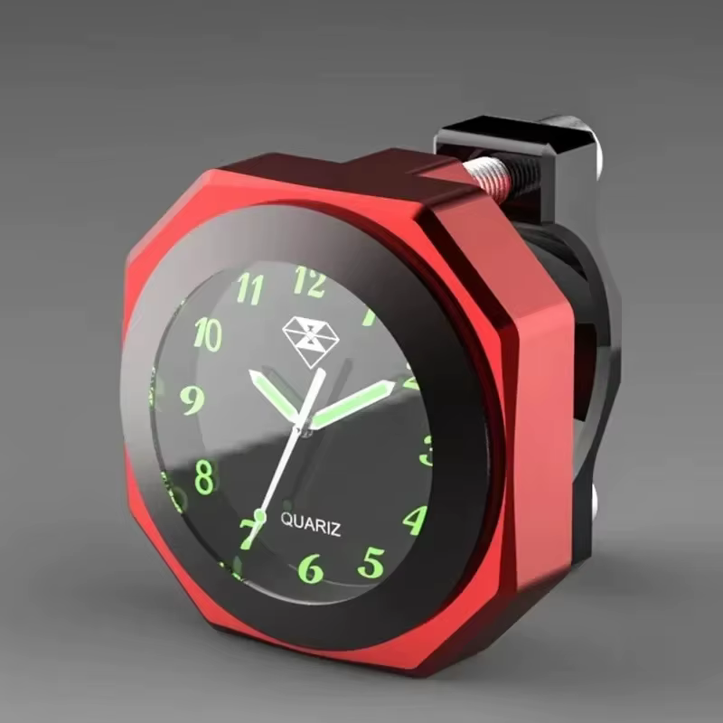 Horloge/thermomètre pour moto, 22-28mm, cadran lumineux en alliage d'aluminium étanche, pour Motocross, Yamaha, Kawasaki, Honda, Suzuki
