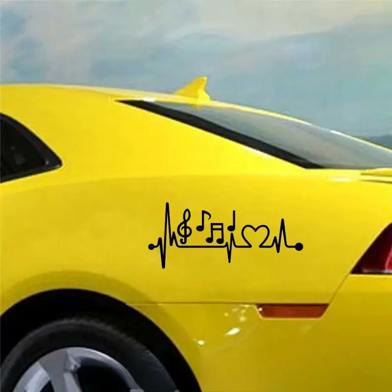 Autocollants de musique Heartbeat, décoration de style de voiture, décalcomanie en vinyle imperméable, accessoires de voiture