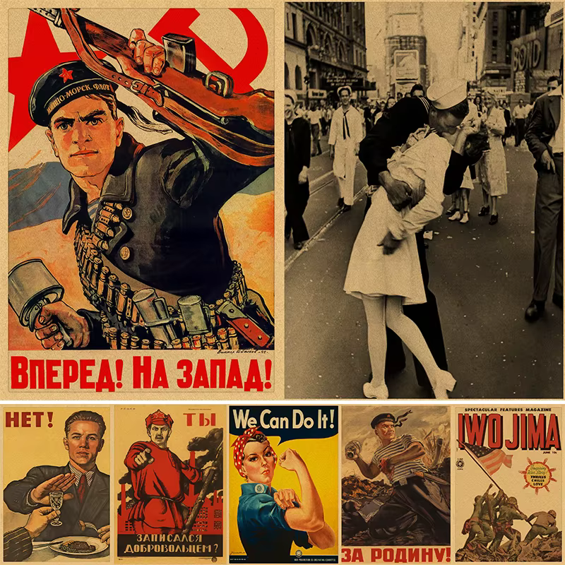 Affiche soviétique de la Seconde Guerre mondiale en papier kraft