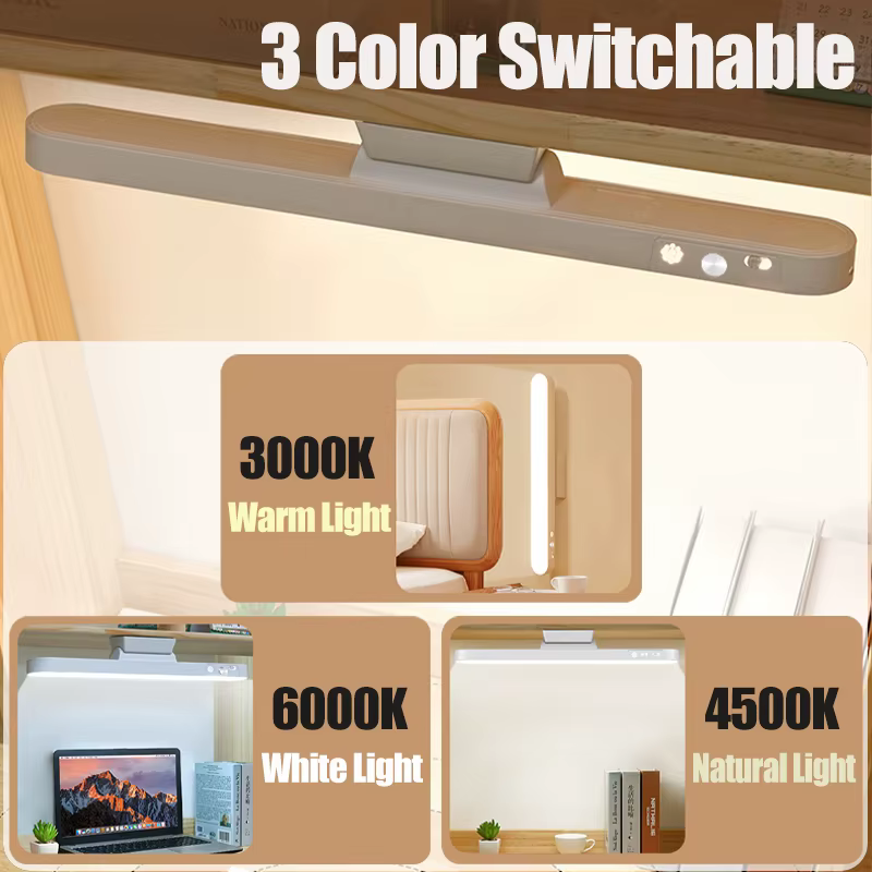 Lampe de Table LED suspendue magnétique, Rechargeable par USB, lampe de bureau, 3 couleurs, lampe de lecture, variable, pour armoire, garde-robe, veilleuse