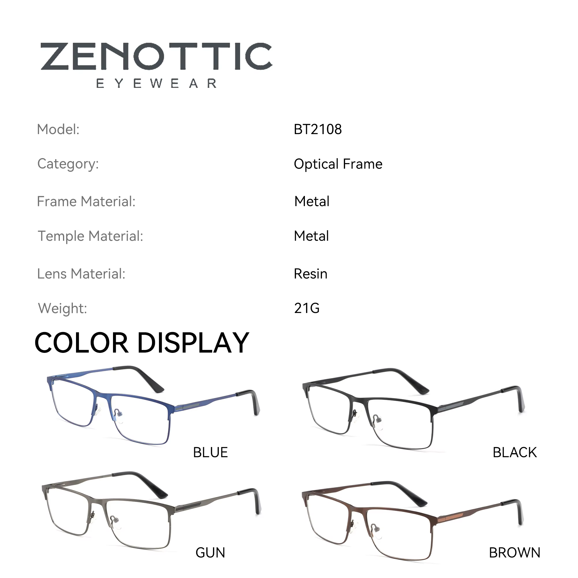 ZENOTTIC Titanium progressive prescription Glasses Square anti - blue light myope Glasses Business lunettes photochromiques vision de loin lunettes optiques de mode