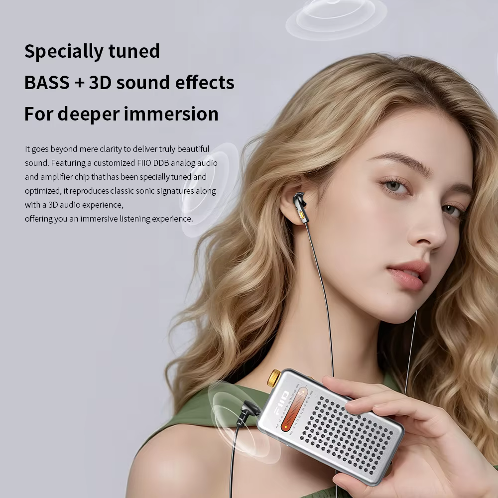 Radio FM portable FIIO RR13, radio de poche rechargeable avec haut-parleur intégré, cadran de réglage analogique, antenne externe