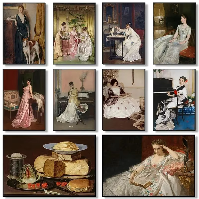 Tableaux sur toile de femmes de la Renaissance, femmes temperamentales, affiches rétro victoriennes, décorations murales, images d'art pour la maison
