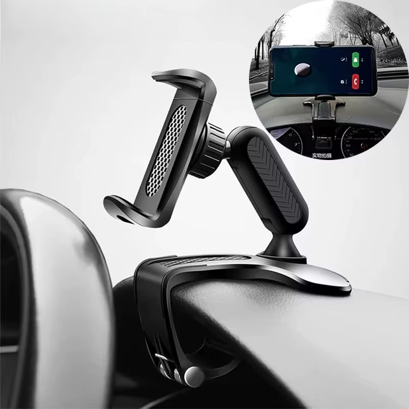 Support de téléphone pour tableau de bord de voiture, support de téléphone portable ABS pour pare-soleil, support de téléphone pour rétroviseur de voiture, rotation à 360 degrés, accessoires