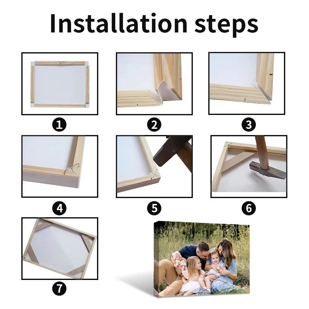 Impression personnalisée de votre Photo, affiche de peinture sur toile avec cadre en bois, imprimés HD, décor artistique mural, image de paysage familial pour animaux de compagnie et enfants