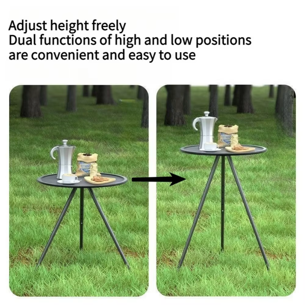 Table pliante portable d'extérieur avec support triangulaire, petite table ronde, table de camping, table de pique-nique, table à thé simple