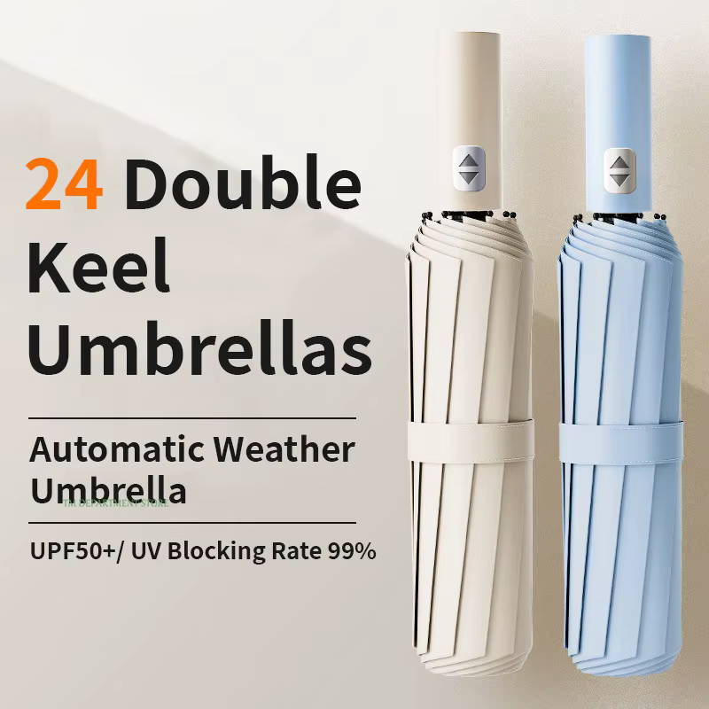 24 os coupe-vent anti-UV entièrement automatique grand parapluie 3 nervures pliantes Double parapluie voyage pluie hommes femmes parapluies UPF cadeau