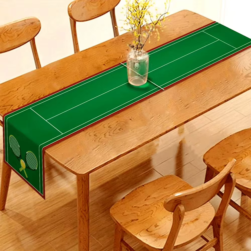 Chemin de table sur le thème du terrain de tennis, parfait pour la cuisine, l'anniversaire, les fêtes et la décoration de mariage, décoration de table essentielle pour la maison