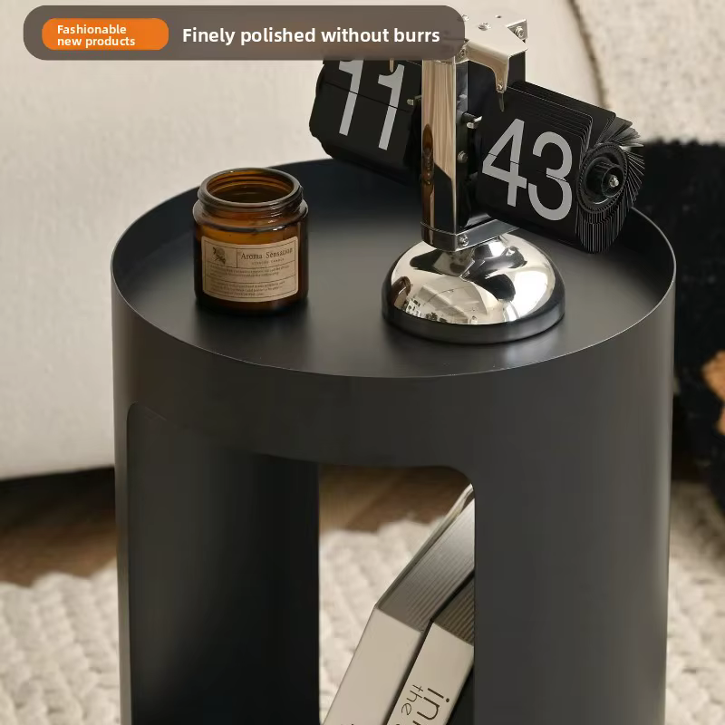Table d'appoint de salon Double couche en fer nordique, support de rangement industriel minimaliste pour chambre à coucher, cadre métallique