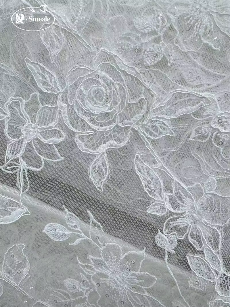 Tissu en dentelle blanche SMEALE, robe de soirée de luxe, dentelle française, tissu de mariage, tissus pour la couture