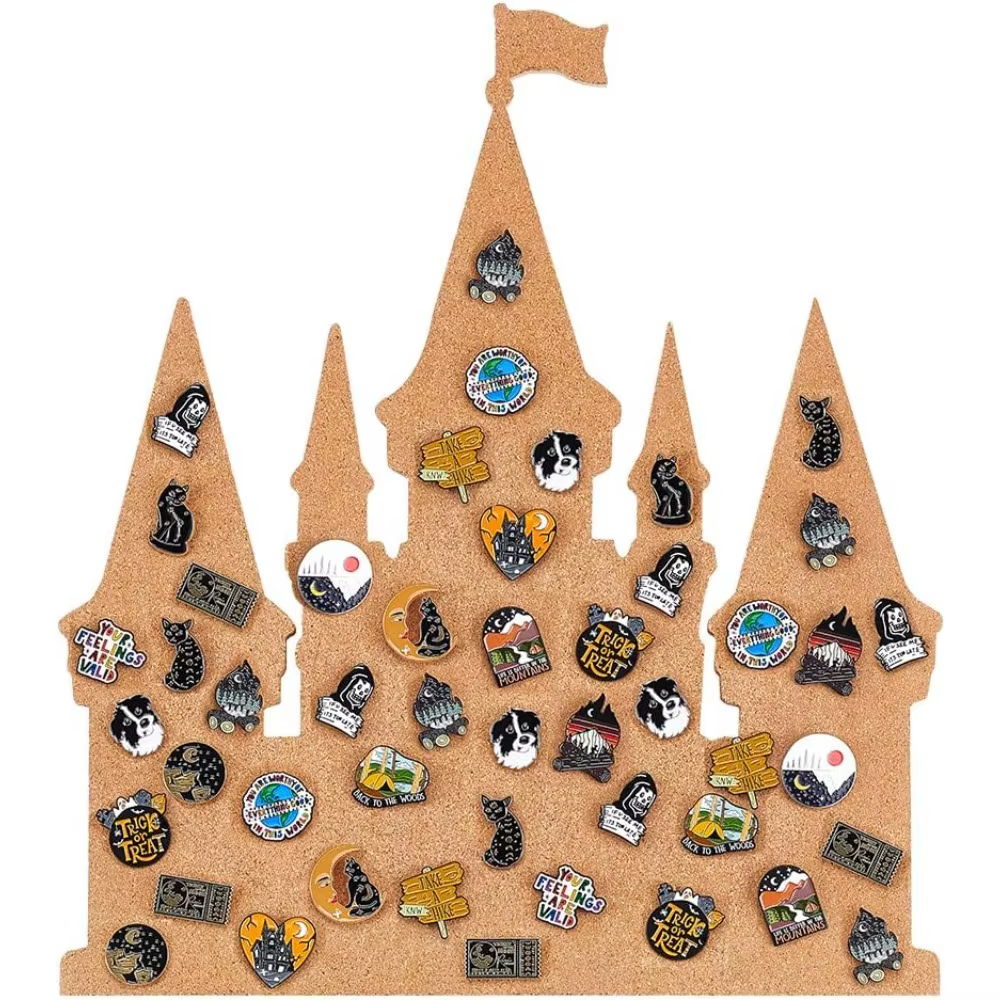 Tableau d'épingles de château, panneau de liège 14.2x11.8 pouces, panneau d'affichage de Bulletin, présentoir de bijoux, plateau en liège pour Collection de broches