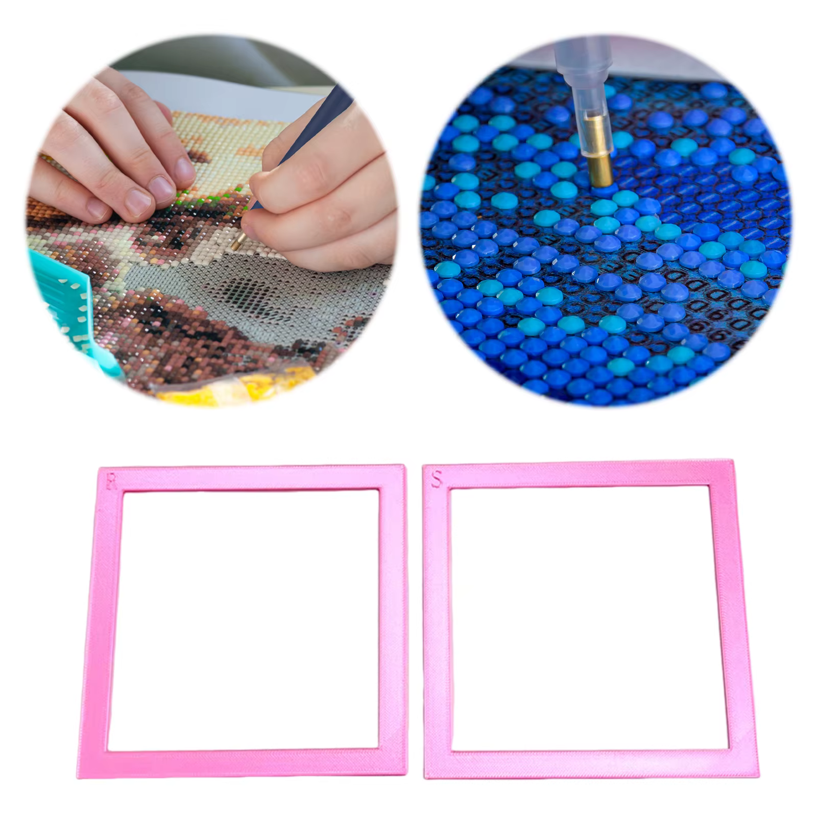 Cadre de peinture diamanté léger, 2 pièces, cadre auxiliaire pour la peinture diamantée, pour les amateurs d'artisanat, cadeau pour adultes débutants