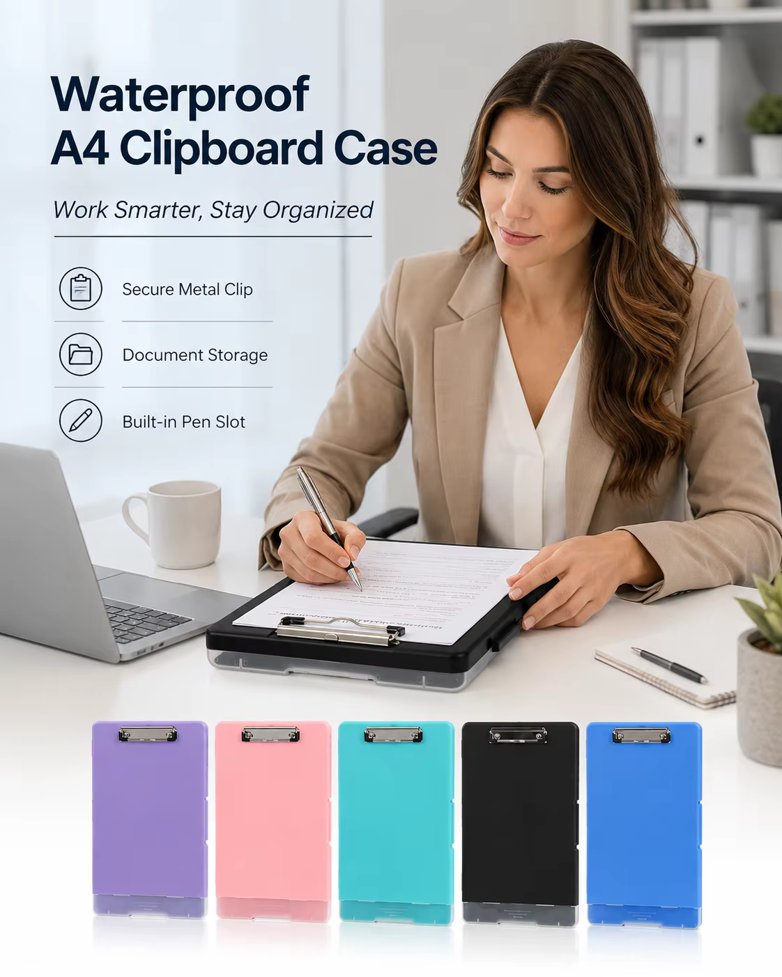 Porte-documents haute capacité avec porte-stylo, organisez et stockez facilement vos documents