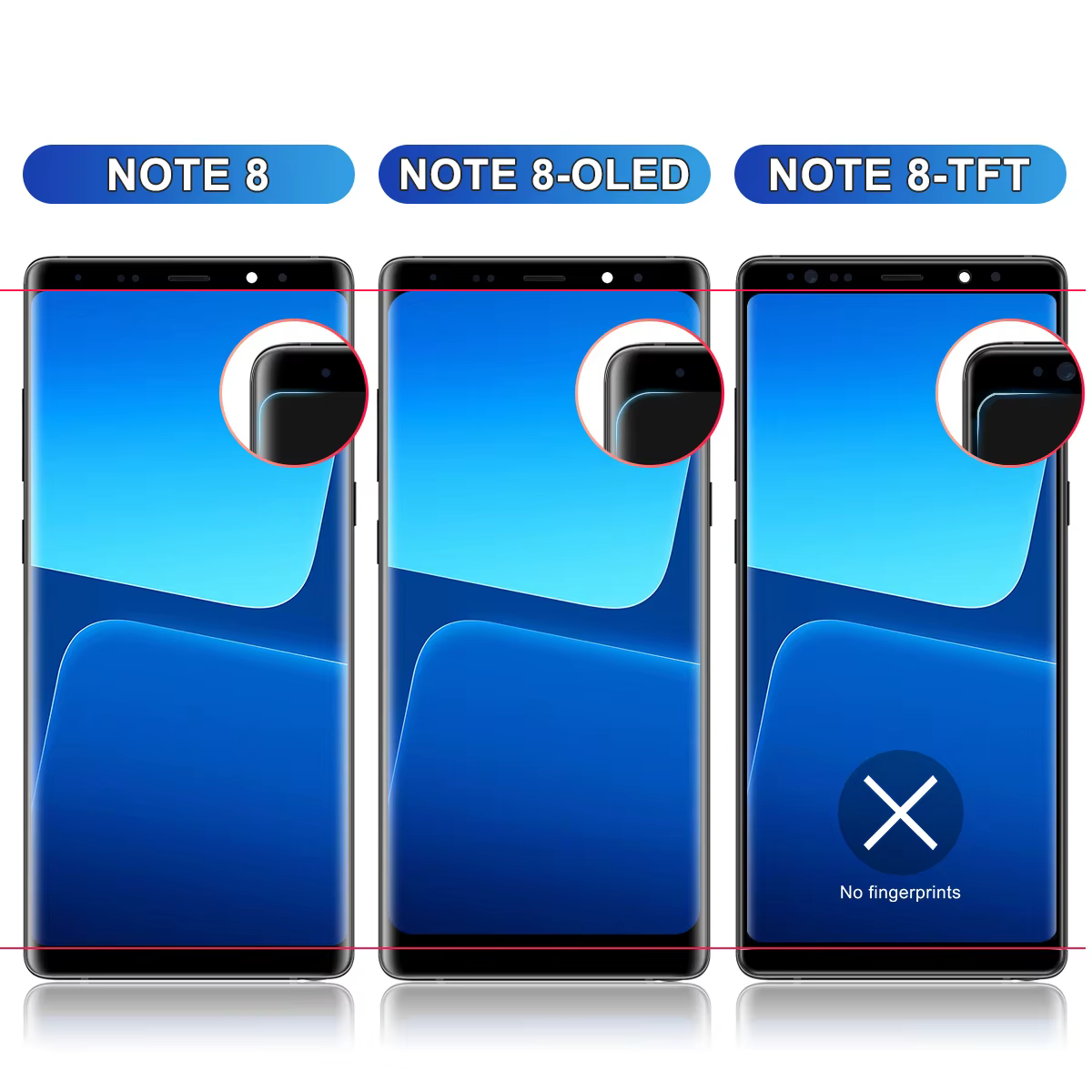 Ensemble écran tactile LCD TFT de remplacement, avec châssis, pour Samsung Note 8