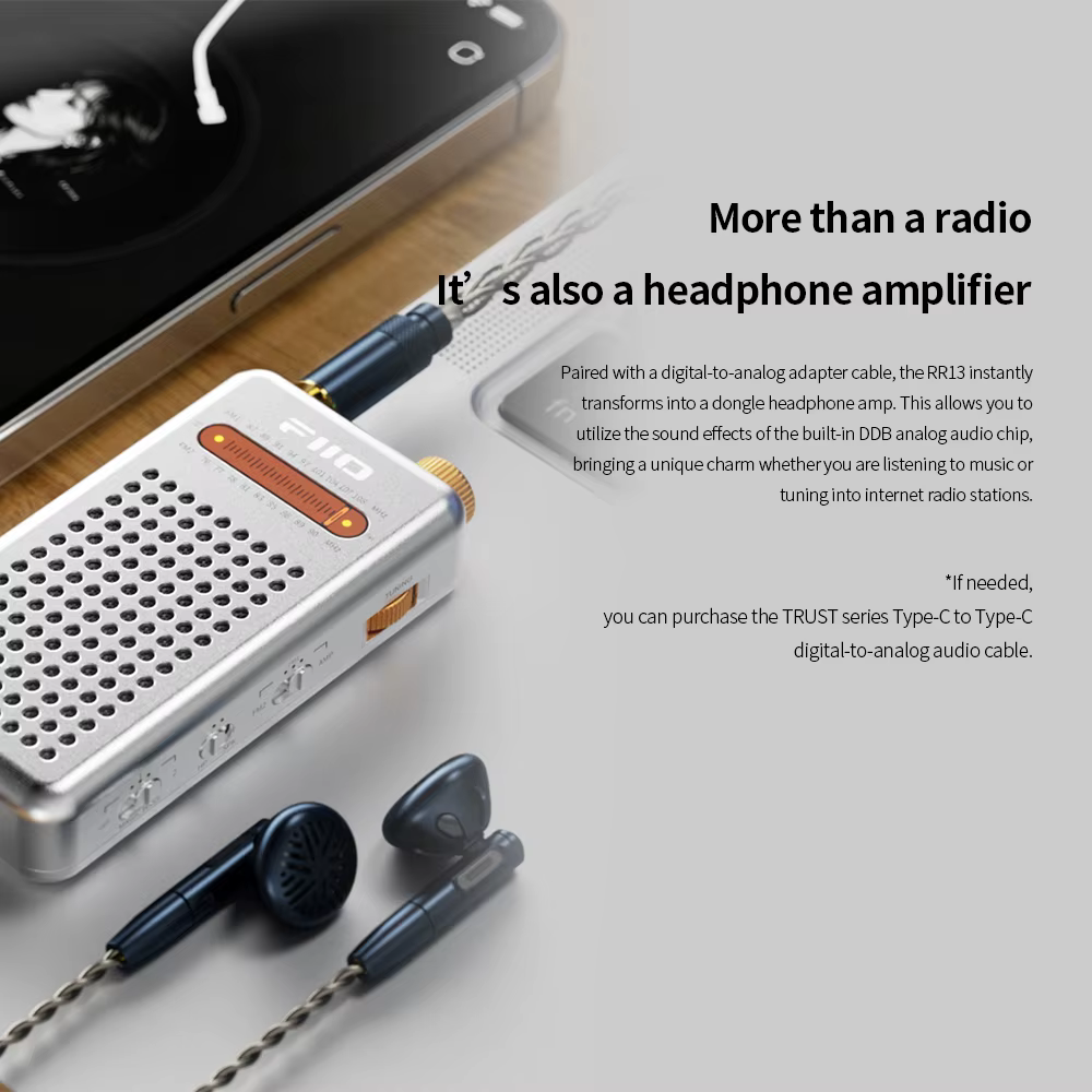 Radio FM portable FIIO RR13, radio de poche rechargeable avec haut-parleur intégré, cadran de réglage analogique, antenne externe