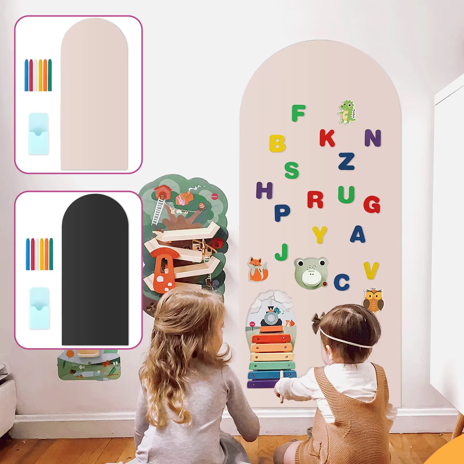 Autocollant mural magnétique en forme d'arche 40" x 18" – Tableau noir magnétique adhésif pour mur, autocollant tableau blanc magnétique pour salle de jeux, maison, salle de classe