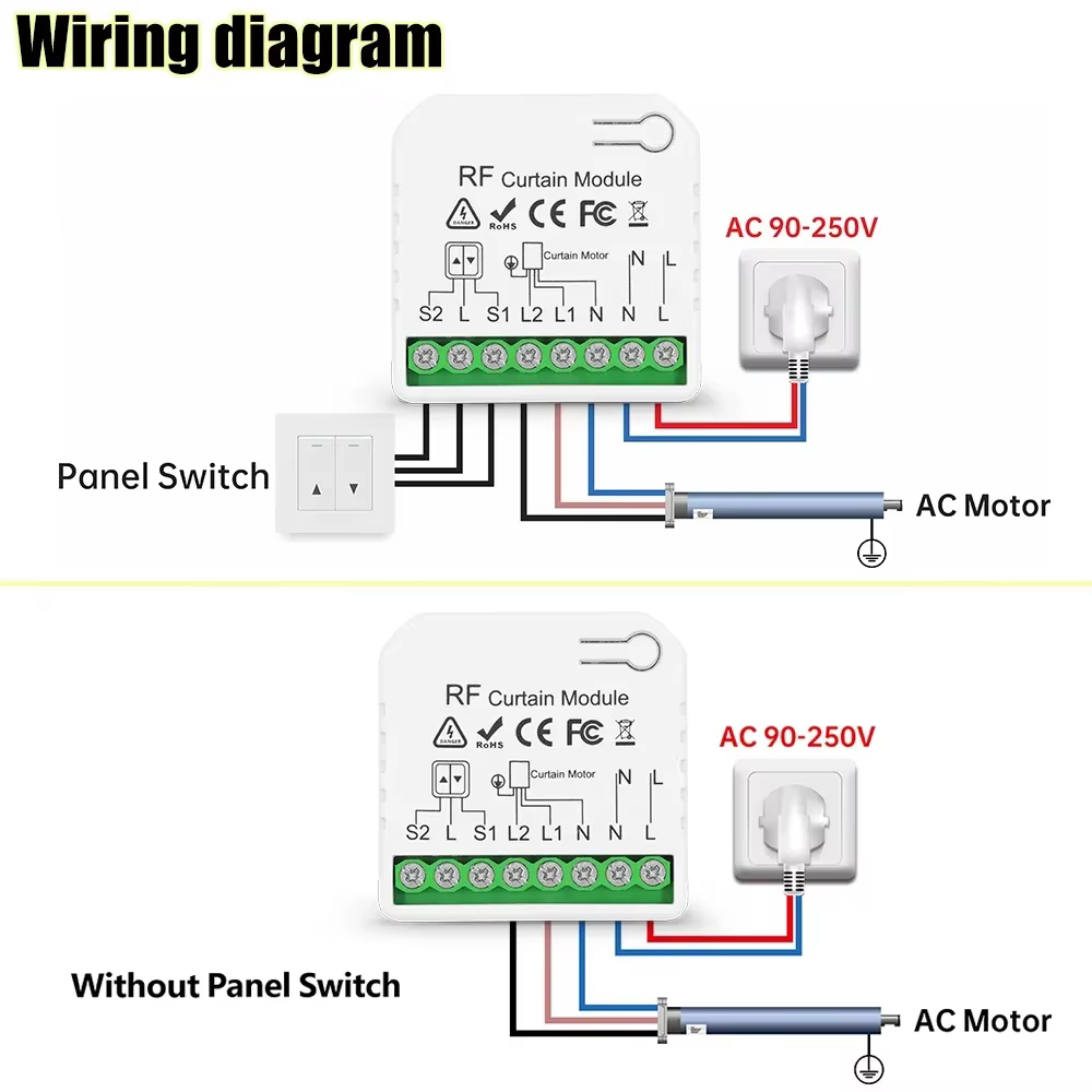 Volet roulant électrique pour porte de garage, interrupteur de rideau, télécommande 5CH, moteur de store électrique, technologie, 433 V, 110V, 16A, 220 Mhz