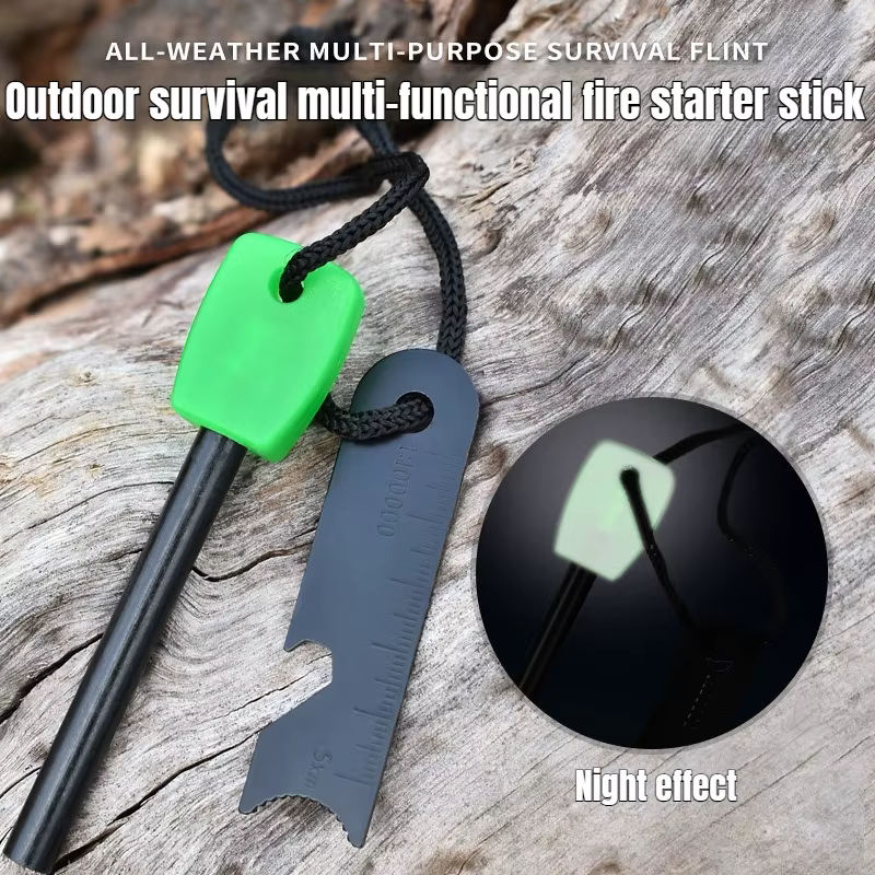 Allume-feu de survie en plein air | Outil multifonction à manche en bois, bâton de feu lumineux et étanche pour le camping, la randonnée et l'aventure