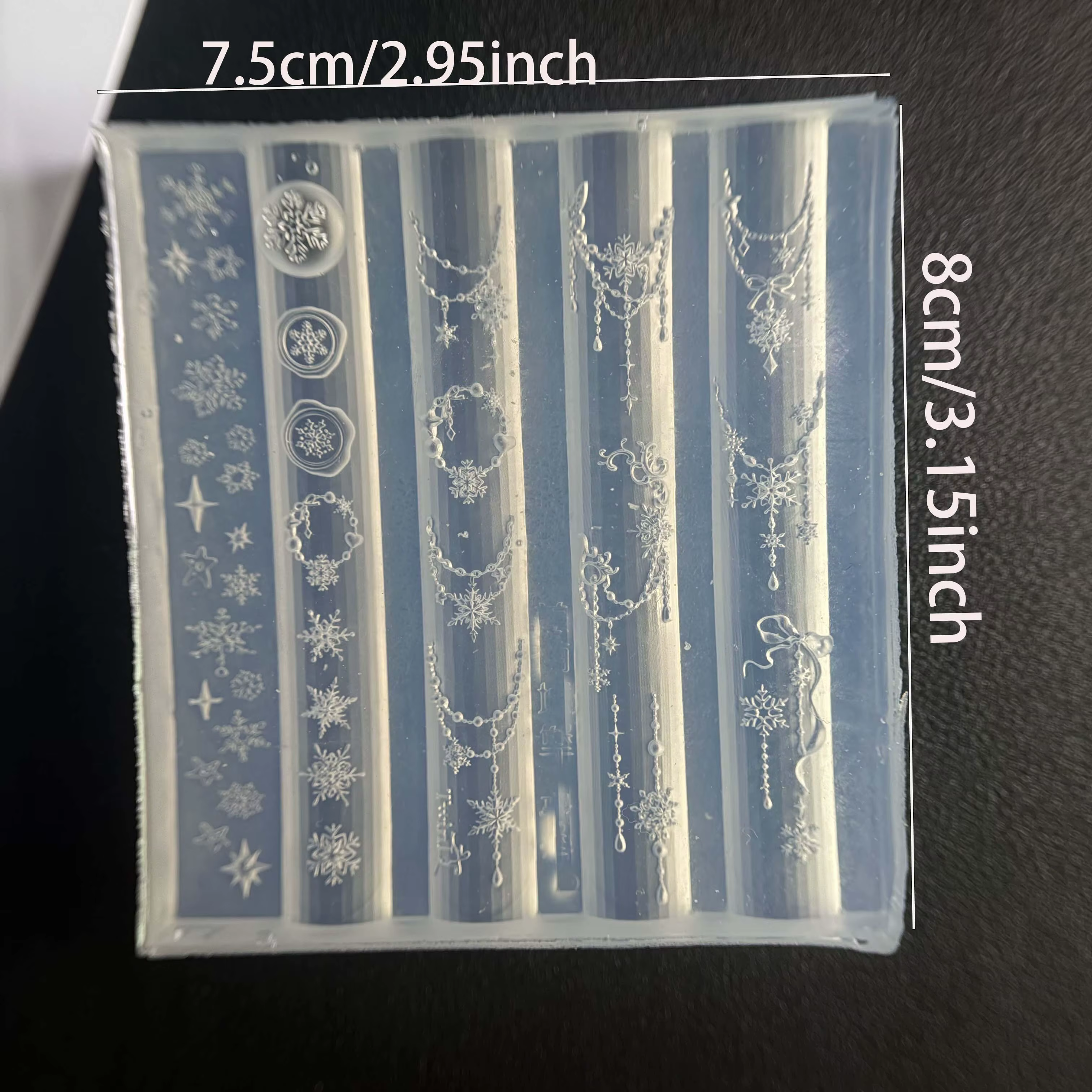 1 moule en silicone pour nail art, motif dessin animé mignon, fleur, chaîne, cerise, nœud, design 3D transparent, pour décoration d'ongles DIY