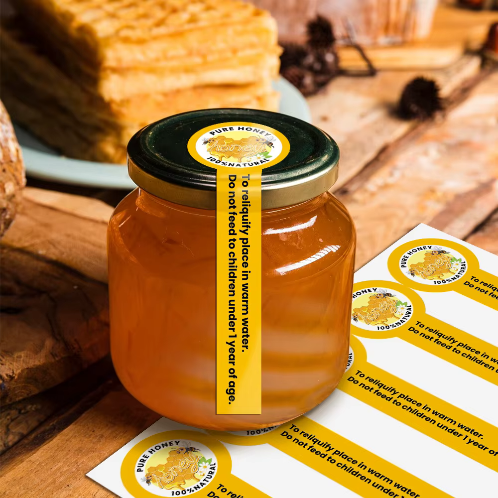 Autocollants de miel pur inviolable, étiquettes de miel, bouchons de bouteilles, autocollants de scellage sûrs et assortis, paquet de 100 pièces