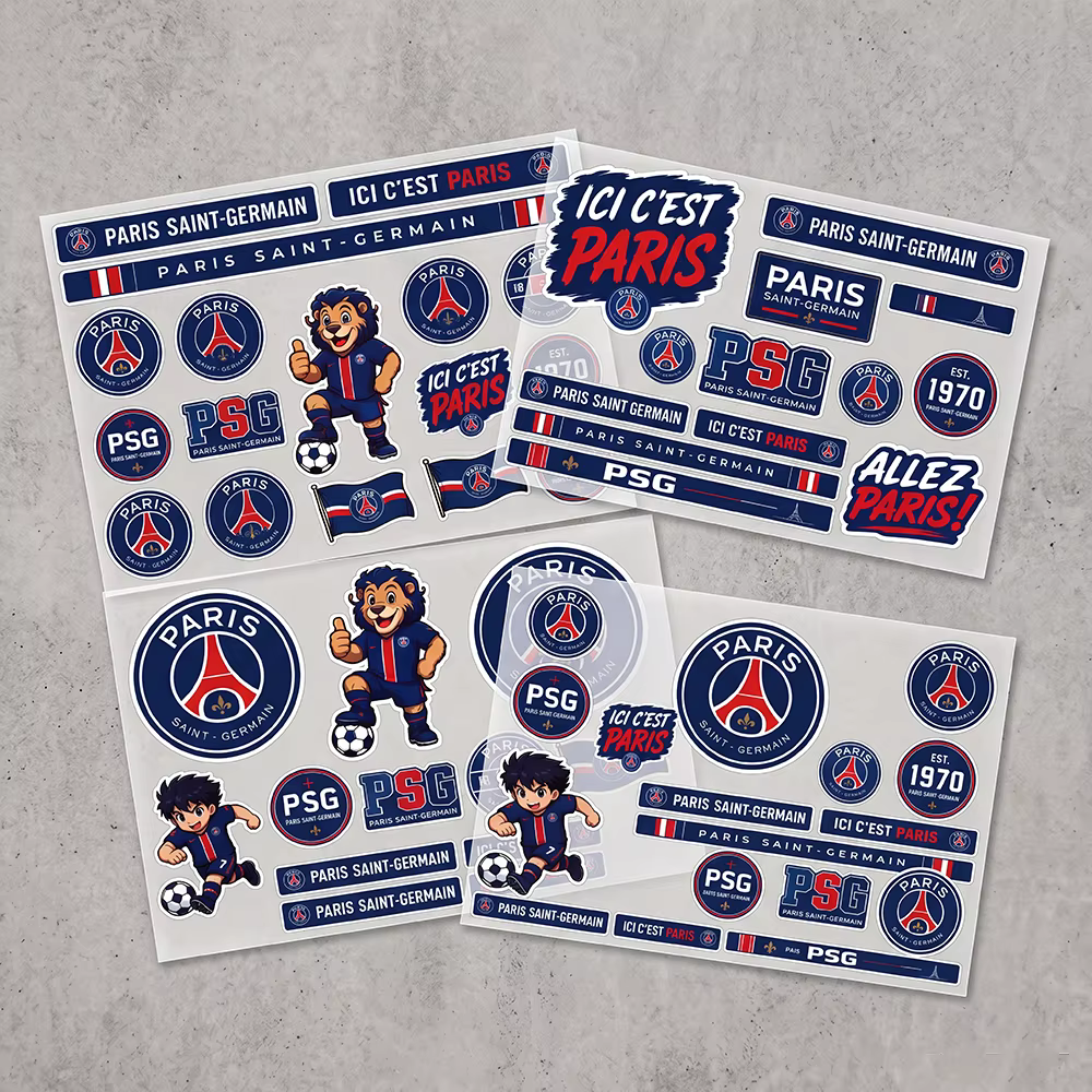 Autocollants en PVC imperméables esthétiques PSG (Paris Saint-Germain) pour voiture, moto, skateboard, casque, ordinateur portable