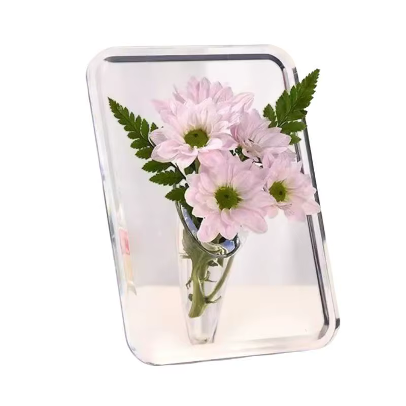 ✿ Vase à fleurs en acrylique transparent, vases d'art moderne pour la décoration de la maison, vases décoratifs pour bureaux et étagères
