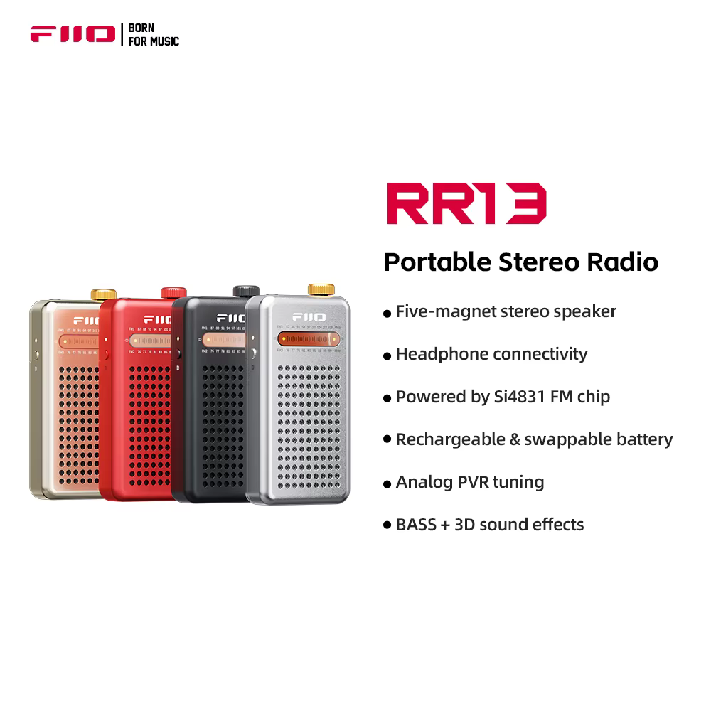 Radio FM portable FIIO RR13, radio de poche rechargeable avec haut-parleur intégré, cadran de réglage analogique, antenne externe
