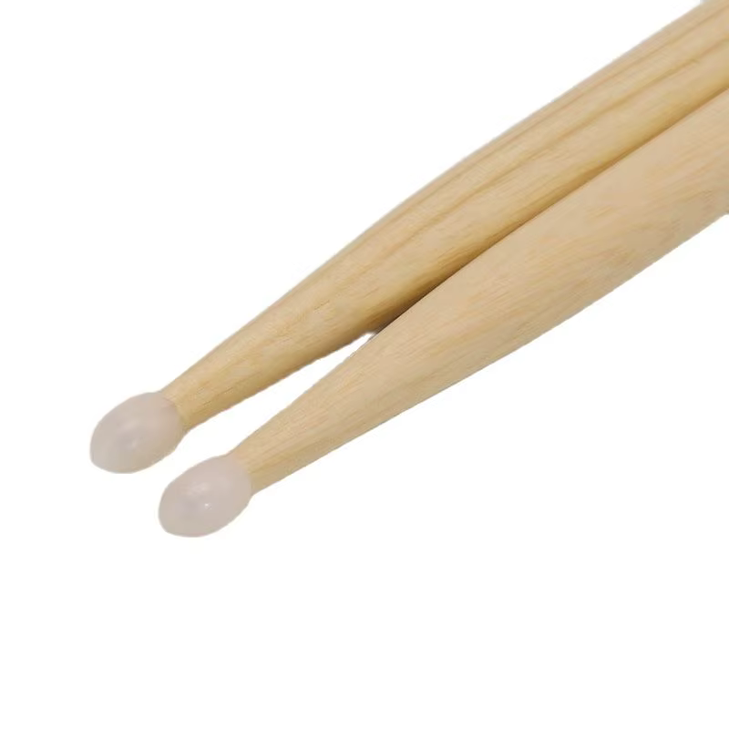 12 paires de bâtons de hickory 5A avec pointe en nylon, bâton en bois