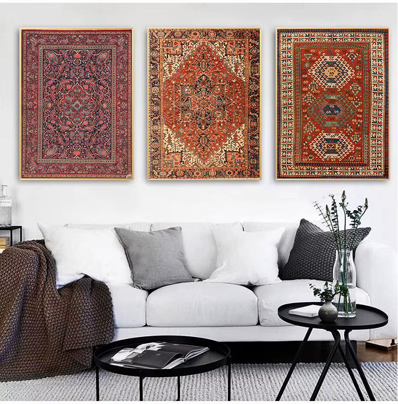 Affiches et impressions vintage à motif de tapis financièrement, art mural rétro, peinture sur toile, décoration d'intérieur antique, tapis persans
