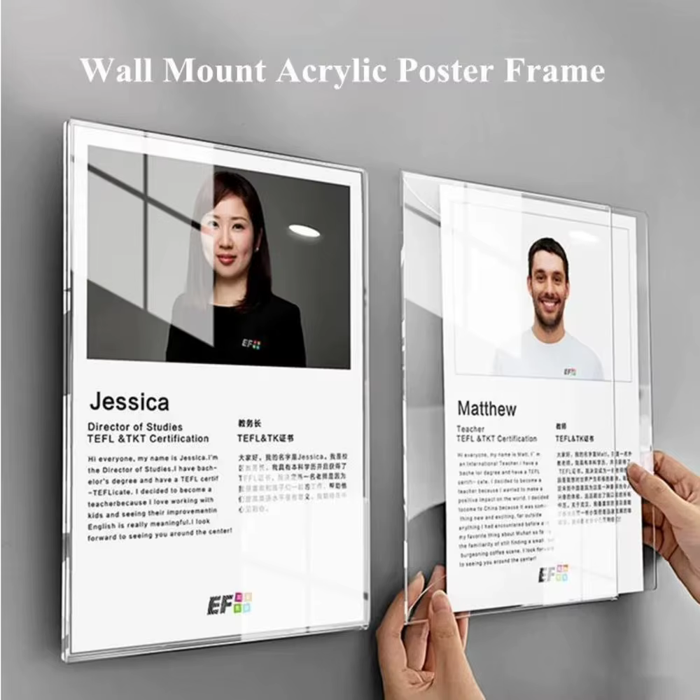 A4 210x297mm mural bâton Photo Photo affiche cadre sans cadre acrylique Document signe titulaire cadre d'art