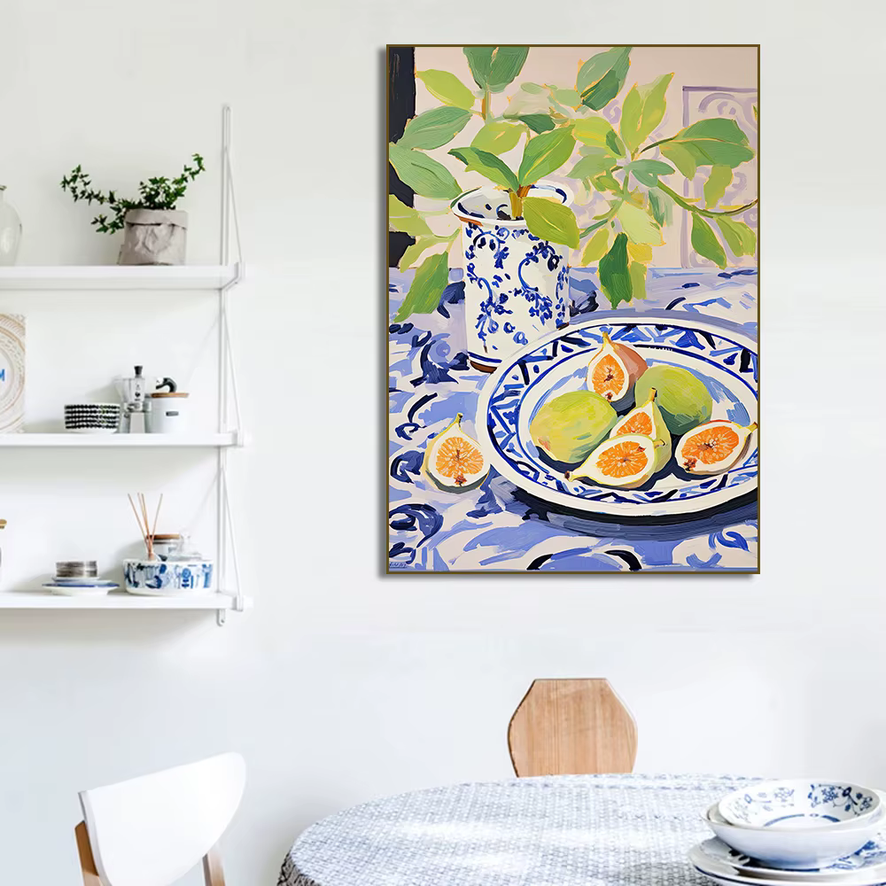 Affiche abstraite de marché aux fruits, figue, citrons, fraises, pêches, peinture sur toile imprimée, tableau d'art mural pour décoration de salon et de maison