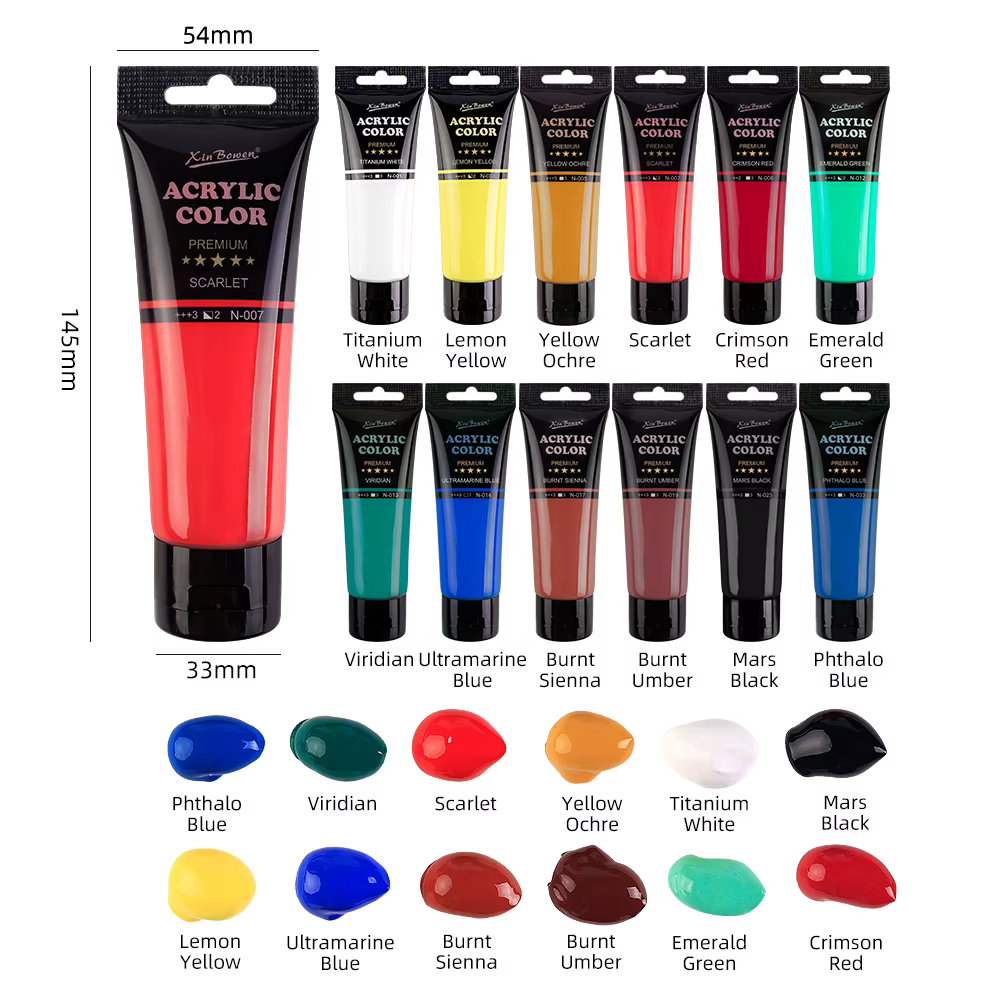 Peinture acrylique 75 ml pour art mural, DIY étudiant, graffiti, chaussures, matériaux de peinture textile imperméables et résistants au soleil