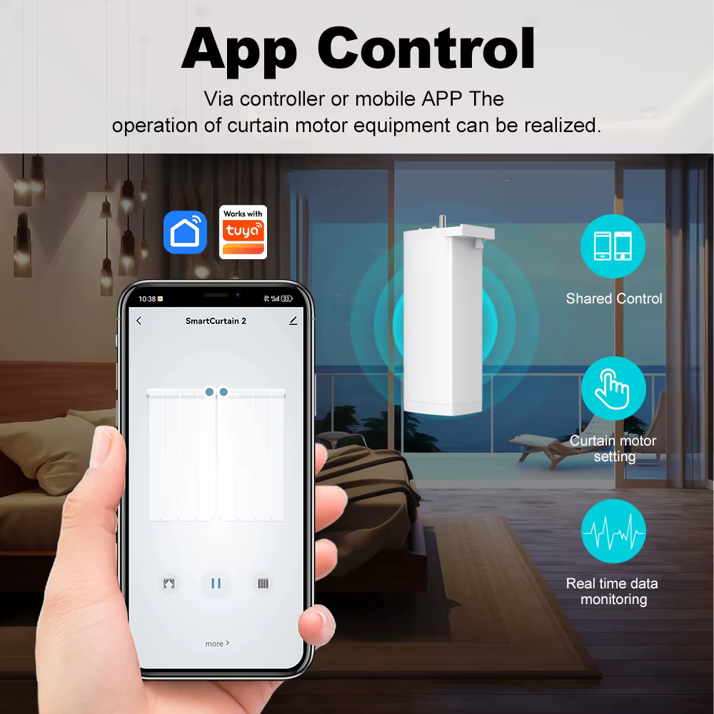 Moteur de rideau électrique intelligent WiFi/Zigbee Smart Life, moteur silencieux de 15 cm avec télécommande Alexa Google Alice SmartThings