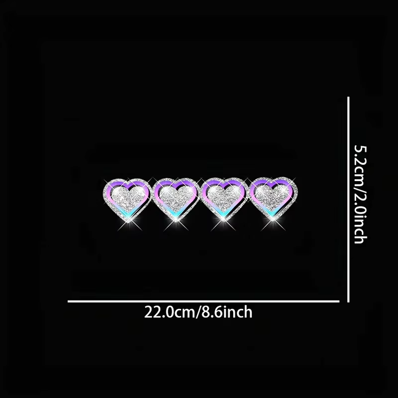 1 autocollant en vinyle brillant en forme de cœur, paillettes - Quatre autocollants en forme de cœur pour la décoration d'ordinateurs portables