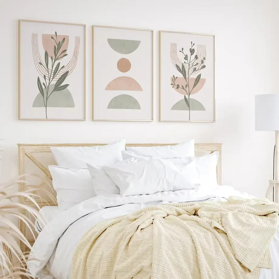Art mural abstrait simple scandinave, ligne bohème, cuir chevelu géométrique, affiche sur toile HD, impressions, décoration de la maison, chambre à coucher, salon