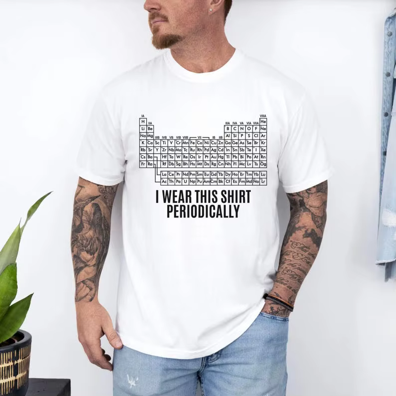T-shirt avec motif de tableau périodique, t-shirt Hail Mary, t-shirts graphiques amusants, col rond, hauts décontractés, vêtements pour hommes et femmes