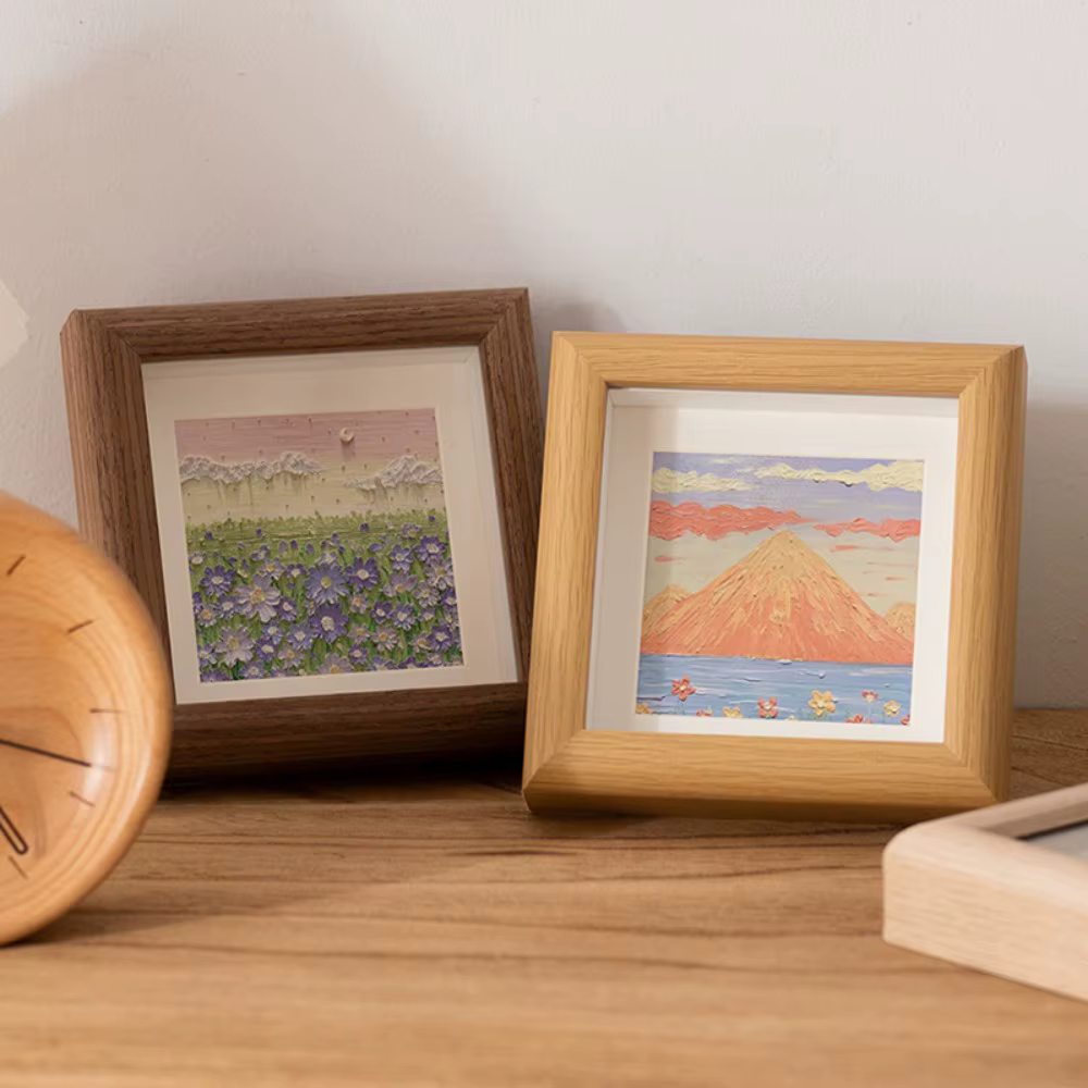 Mini cadre photo créatif en bois, ornements en bois, cadre photo DIY, cadre d'affichage carré pour peinture