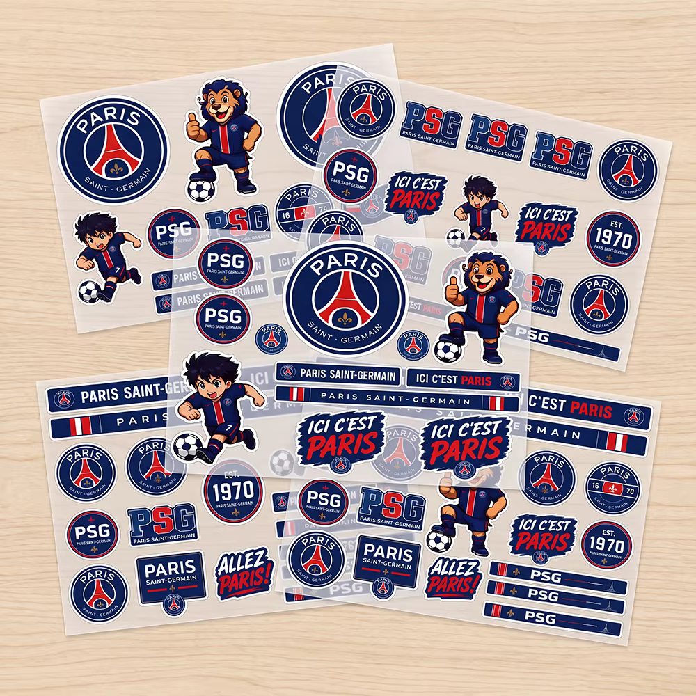 Autocollants en PVC imperméables esthétiques PSG (Paris Saint-Germain) pour voiture, moto, skateboard, casque, ordinateur portable