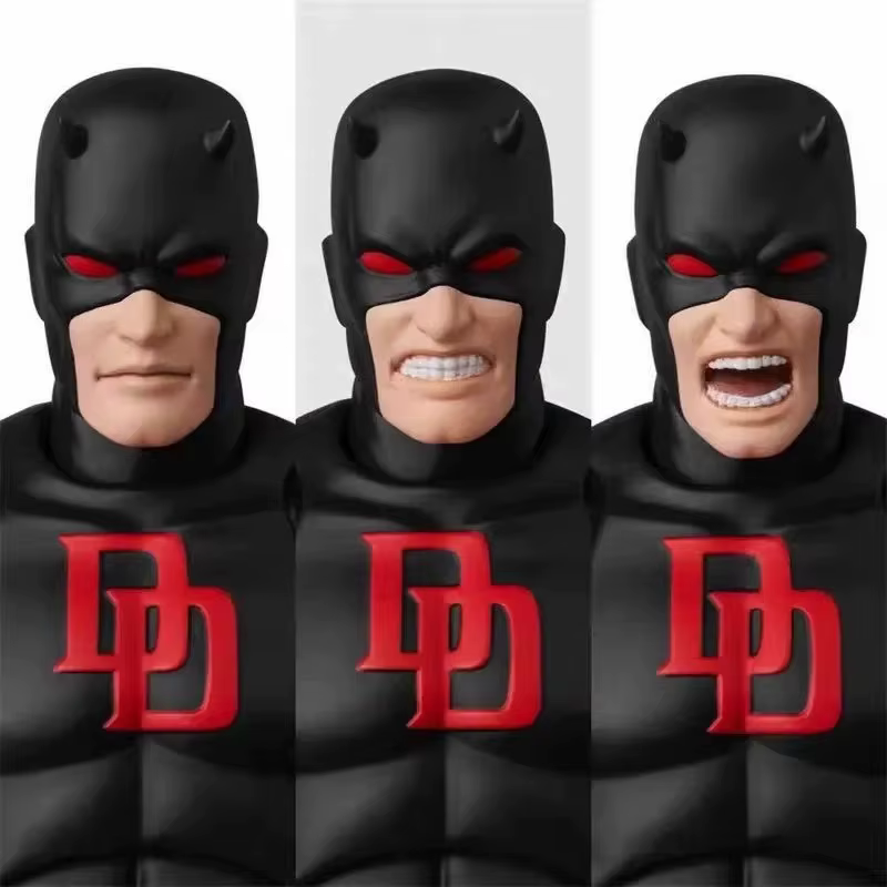 Figurine d'action articulée Daredevil noir et rouge de CT Toys Comics avec têtes, mains et bâtons interchangeables, jouet de collection