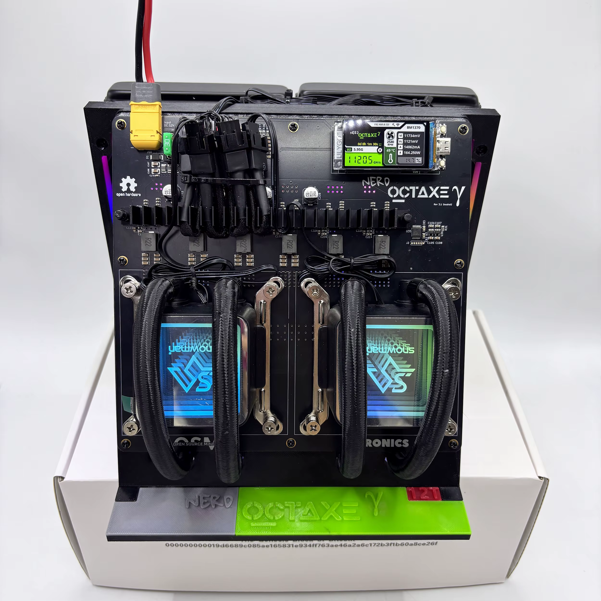 Miner NerdOctaxe Hydro 12T Rev3.1 avec alimentation Meanwell, mineur solo BTC NerdOctaxeY Hydro, mineur chanceux à double ventilateur Nerdqaxe++ 12Th/s