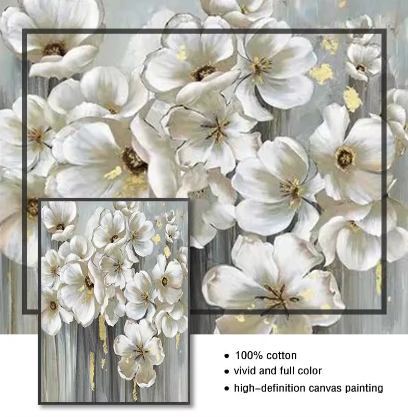 Mintura – tableau mural pour salon, peintures à l'huile sur toile peintes à la main, nombreuses fleurs blanches, décor d'hôtel, Art de maison, sans cadre