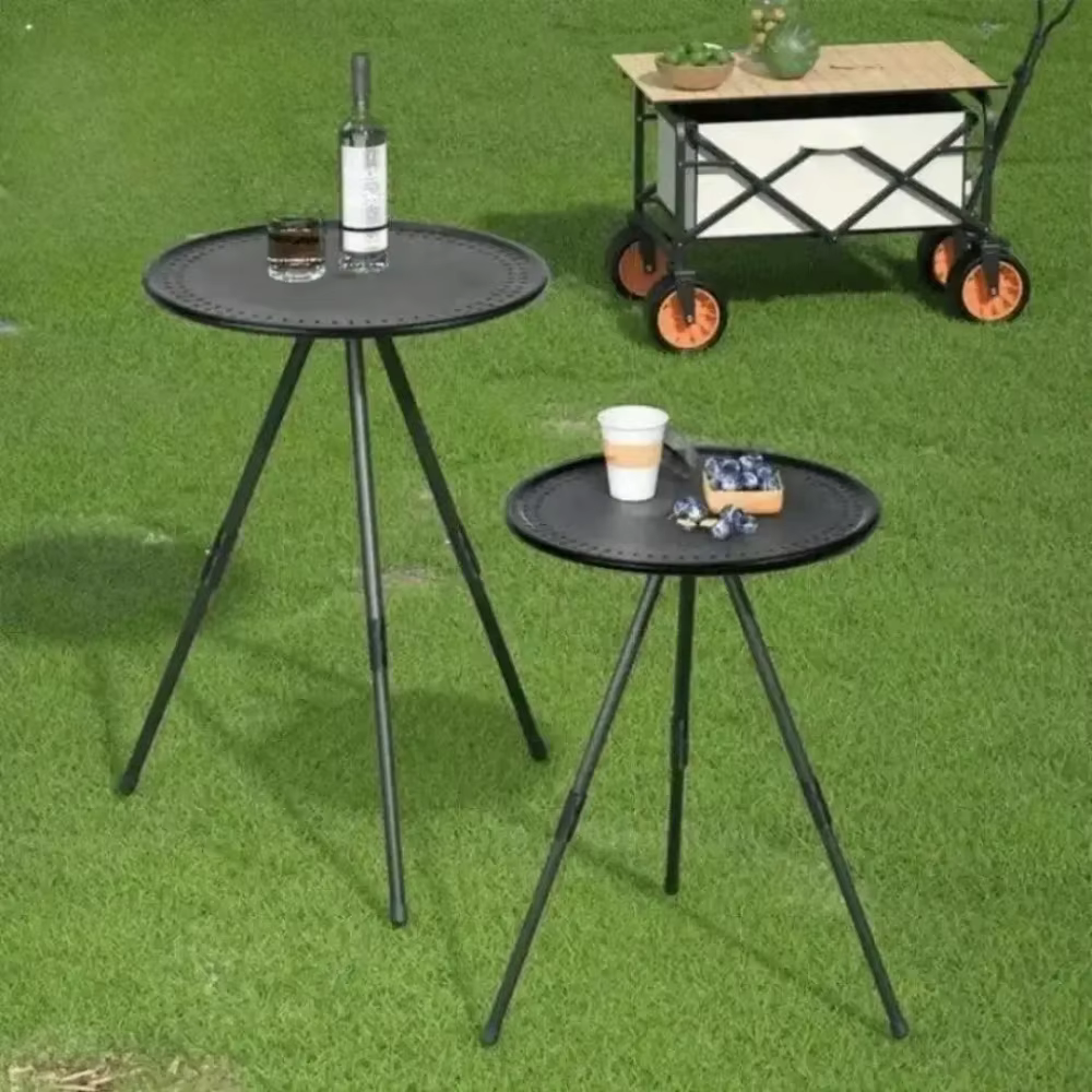 Table pliante portable d'extérieur avec support triangulaire, petite table ronde, table de camping, table de pique-nique, table à thé simple