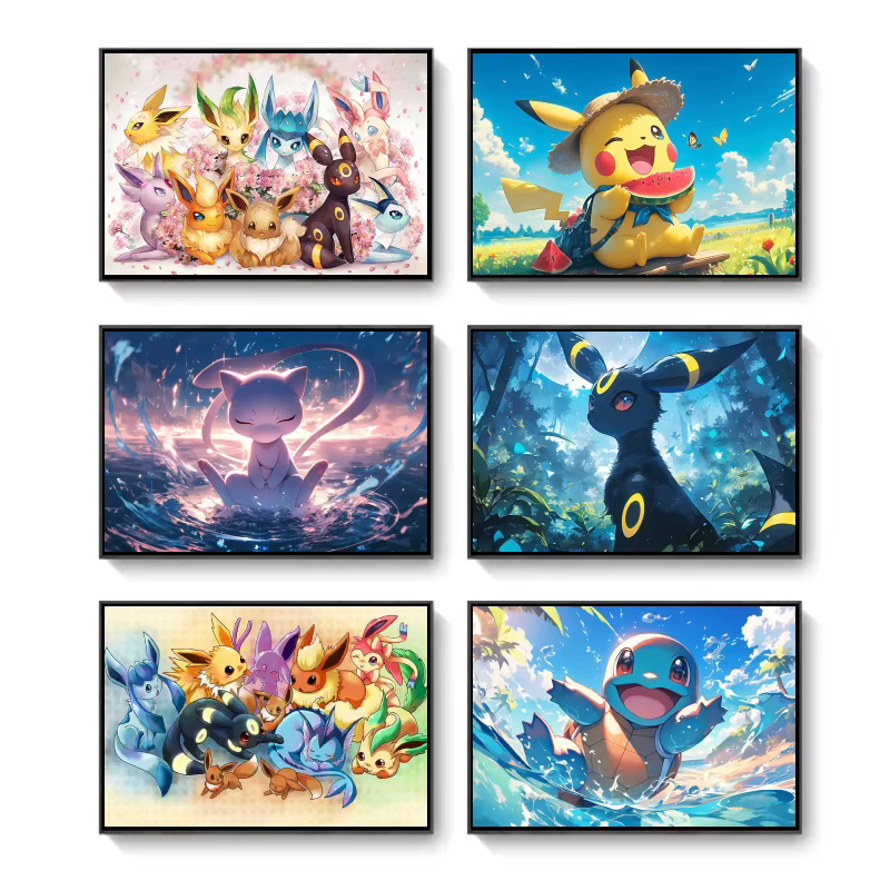 Affiche d’anime classique, Pikachu de Pokémon, impression sur toile, décoration murale, cadeau pour enfants, décoration intérieure, tableau pour le salon.