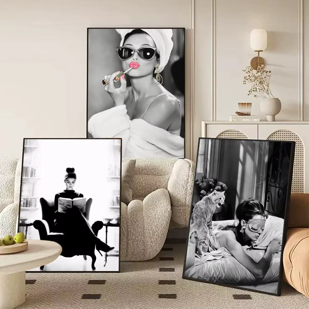 A-Audrey Hepburn affiche autocollants HD peinture imperméable Art mural pour chambre salon décor à la maison décoration cadeau