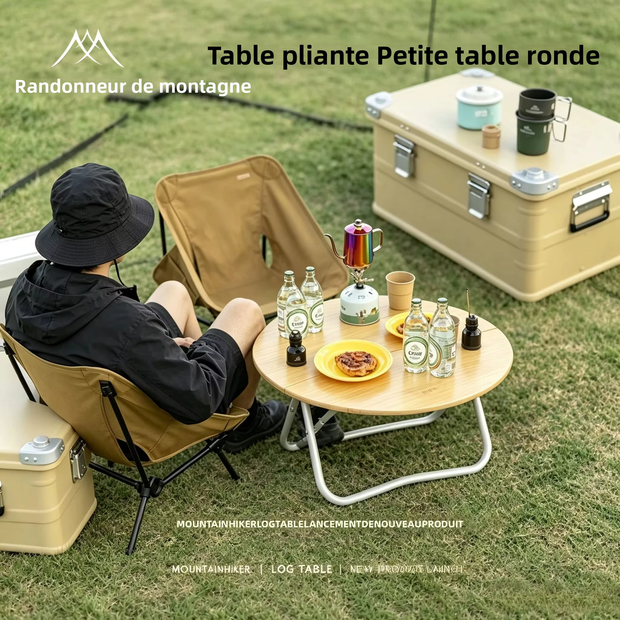 Petite table ronde relevable, table pliante, table portable ultra-légère pour le camping en plein air