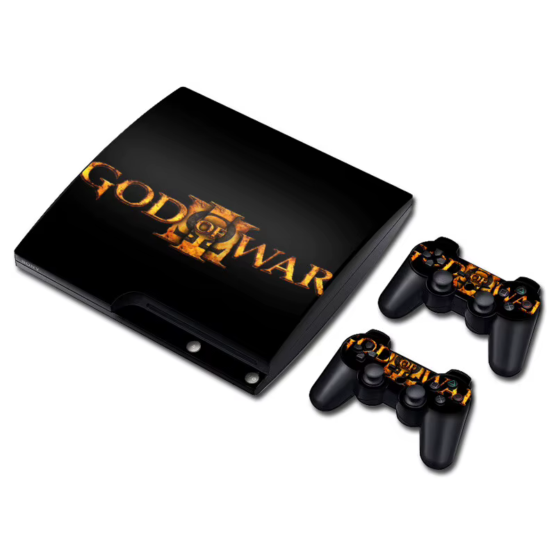 Autocollant de peau pour console et manettes PS3 Slim, motif God of War, en vinyle