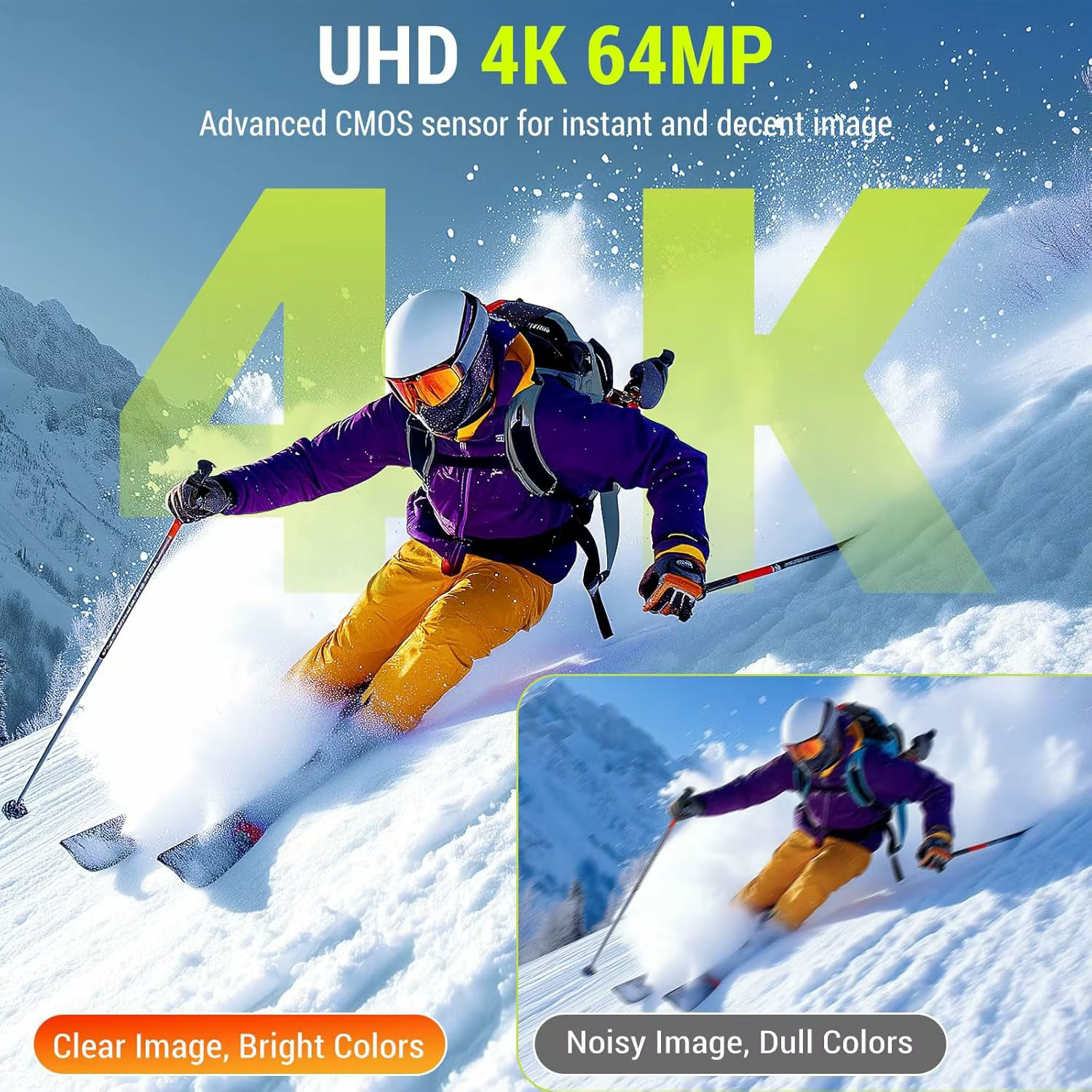 Appareil photo numérique 4K 64MP pour la photographie 270 ° Caméra Vlogging à écran rabattable, mise au point automatique, point de zoom 18X et prise de vue, appareil photo numérique