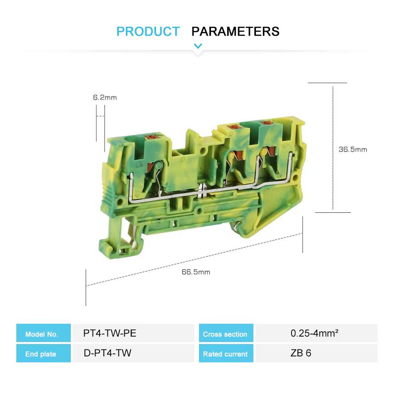 PT4-TW-PE sol politiquement als 3 ConEventPT 4 Twin Push-in Earth Wire Connecteur électrique Din Rail Terminal nuits PT-4TW-PE